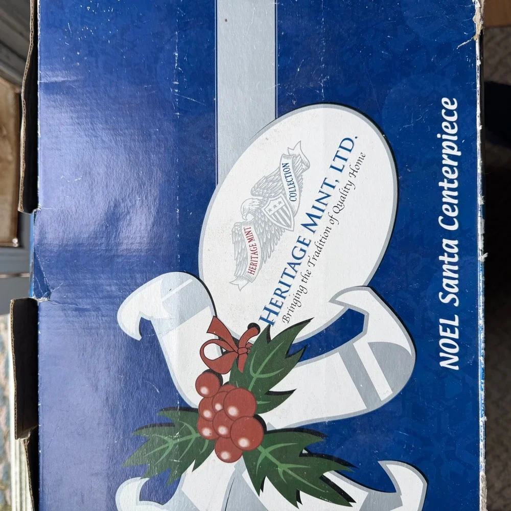 Heritage Mint Holiday Ice Sculptures 21in NOEL Santa Centerpiece Color Changing